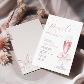 Parels en Prosecco Roze Bruids Douche Uitnodiging