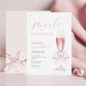 Parels en Prosecco Roze Bruids Douche Uitnodiging