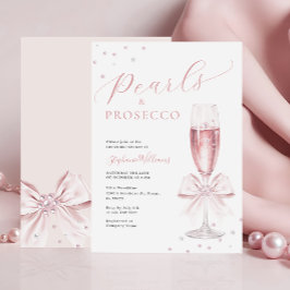Parels en Prosecco Roze Bruids Douche Uitnodiging