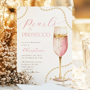 Parels en Prosecco Roze Goud Vrijgezellenfeest Kaart