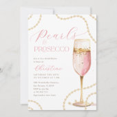 Parels en Prosecco Roze Goud Vrijgezellenfeest Kaart (Voorkant)
