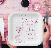 Parels en Prosecco Roze Modern Vrijgezellenfeest Papieren Bordje