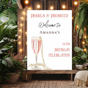 Parels en Prosecco roze verjaardag welkom Poster