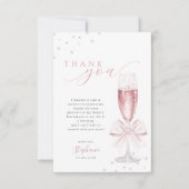 Parels en Prosecco Roze Vrijgezellenfeest Bedankkaart (Voorkant)