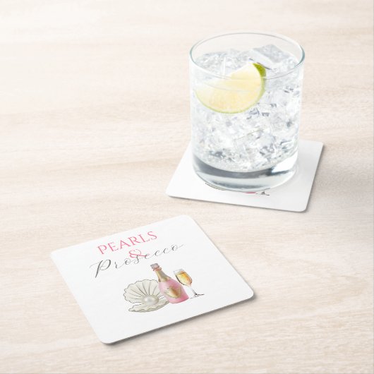 Parels en Prosecco Roze Vrijgezellenfeest Kartonnen Onderzetters (Insitu)