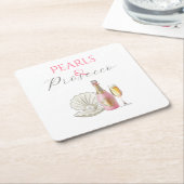 Parels en Prosecco Roze Vrijgezellenfeest Kartonnen Onderzetters (Schuin)