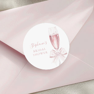 Parels en Prosecco Roze Vrijgezellenfeest Ronde Sticker