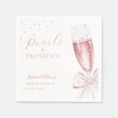 Parels en Prosecco Roze Vrijgezellenfeest Servet (Voorkant)