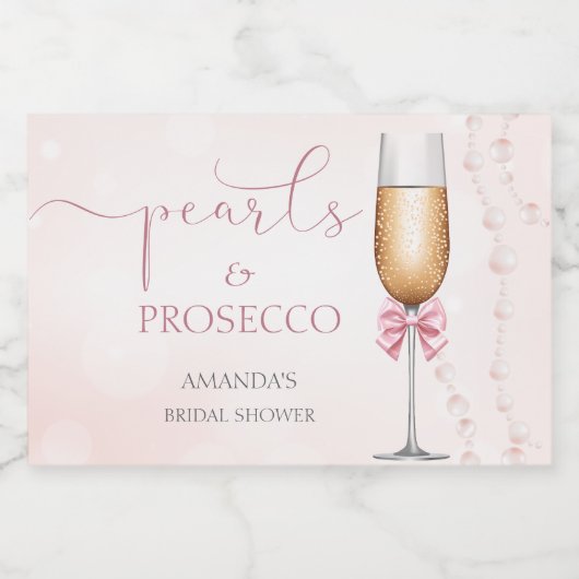Parels en Prosecco Roze Vrijgezellenfeest Sparkling Wijnetiket (Enkel label)