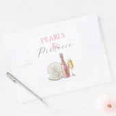 Parels en Prosecco Roze Vrijgezellenfeest Vierkante Sticker (Envelop)