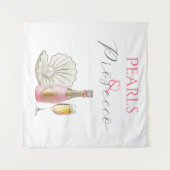 Parels en Prosecco Roze Vrijgezellenfeest Wandkleed (Voorkant (horizontaal))