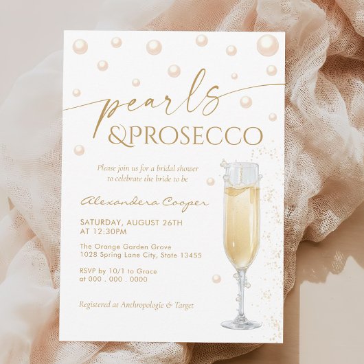Parels en Prosecco Thema Vrijgezellenfeest Kaart