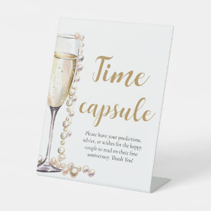 Parels en Prosecco Time Capsule Vrijgezellenfeest Reclamebord Met Voetstuk