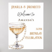 Parels en Prosecco verjaardag welkom Poster (Voorkant)