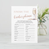 Parels en Prosecco Voltooien de Bruid's Phrase Gam Kaart (Staand voorkant)