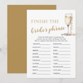 Parels en Prosecco Voltooien de Bruid's Phrase Gam Kaart (Voorkant / Achterkant)