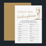 Parels en Prosecco Voltooien de Bruid's Phrase Gam Kaart<br><div class="desc">"Pearls and Prosecco Finish the Bride's Phrase Game" is een leuke en boeiende activiteit die gasten uitnodigt om zinnen of zinnen te voltooien die door de bruid zijn begonnen. Deelnemers gebruiken hun creativiteit en kennis van de bruid om haar voorkeuren, herinneringen of sentimenten te raden. Verbeterd door de elegantie van...</div>