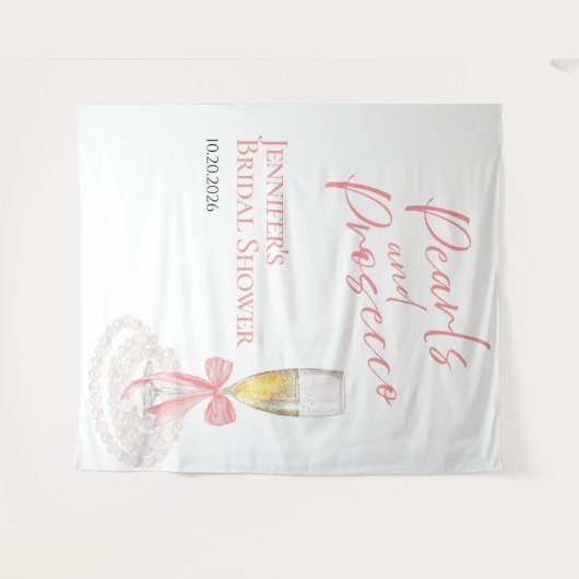 Parels en Prosecco | Vrijgezellenfeest achtergrond Wandkleed (Voorkant (horizontaal))