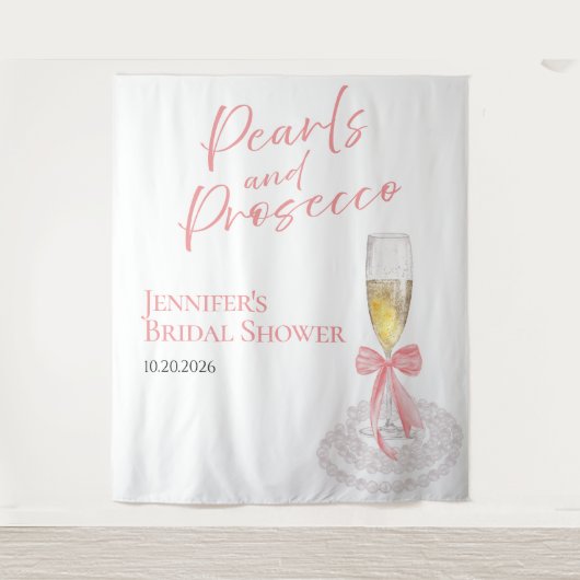 Parels en Prosecco | Vrijgezellenfeest achtergrond Wandkleed (Voorkant)