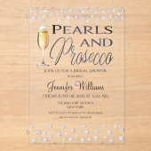 Parels en Prosecco Vrijgezellenfeest Acryl Uitnodigingen (Voorkant)
