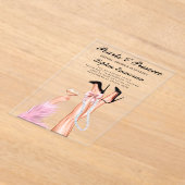 Parels en Prosecco Vrijgezellenfeest Acryl Uitnodigingen (Laagn)