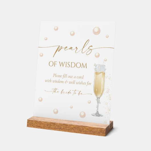 Parels en Prosecco Vrijgezellenfeest Advies Acryl Bord (Hoek)