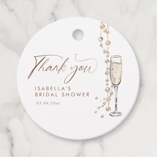 Parels en Prosecco Vrijgezellenfeest Bedankjes Labels (Voorkant)
