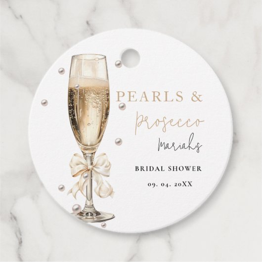 Parels en Prosecco Vrijgezellenfeest Bedankjes Labels (Voorkant)