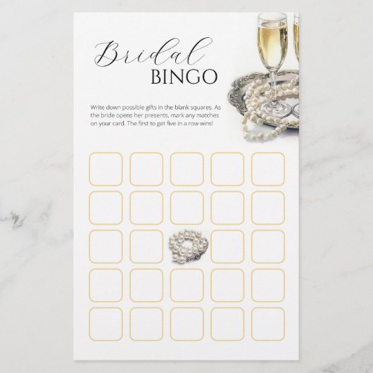 Parels en Prosecco Vrijgezellenfeest Bingo Spel Flyer (Voorkant)
