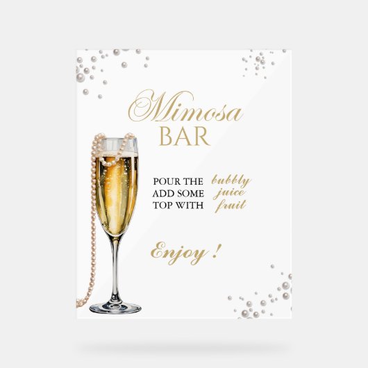 Parels en Prosecco Vrijgezellenfeest, Bridal Brunc Acryl Bord (Voorkant)