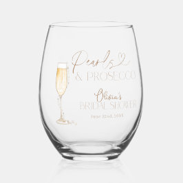 Parels en Prosecco Vrijgezellenfeest, Bridal Brunc Wijnglas Zonder Voet