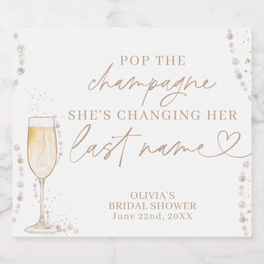 Parels en Prosecco Vrijgezellenfeest | Bruidsbrunc Sparkling Wijnetiket (Enkel label)