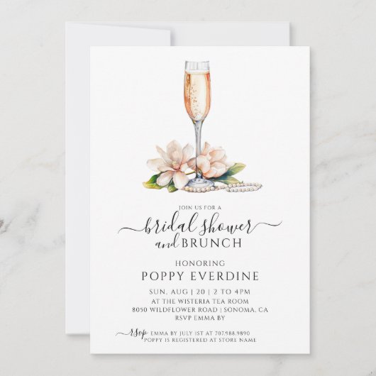 Parels en Prosecco Vrijgezellenfeest brunch Kaart (Voorkant)