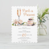 Parels en Prosecco Vrijgezellenfeest brunch Kaart (Staand voorkant)