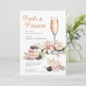 Parels en Prosecco Vrijgezellenfeest brunch Kaart (Staand voorkant)