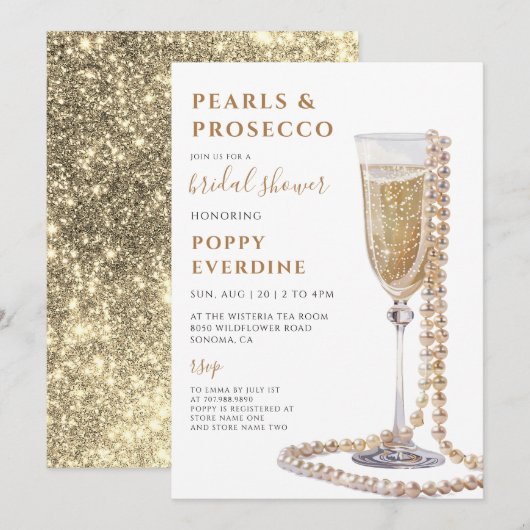 Parels en Prosecco Vrijgezellenfeest brunch Kaart (Voorkant / Achterkant)