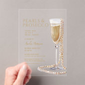 Parels en Prosecco Vrijgezellenfeest Champagne Acryl Uitnodigingen (Insitu (Draagbaar))