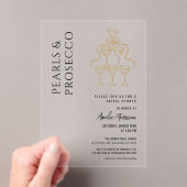 Parels en Prosecco Vrijgezellenfeest Champagne Acryl Uitnodigingen (Insitu (Draagbaar))