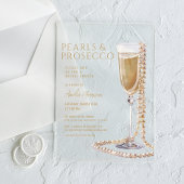 Parels en Prosecco Vrijgezellenfeest Champagne Acryl Uitnodigingen