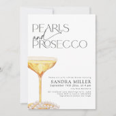 Parels en Prosecco Vrijgezellenfeest Champagneglas Kaart (Voorkant)