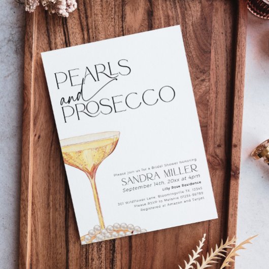 Parels en Prosecco Vrijgezellenfeest Champagneglas Kaart