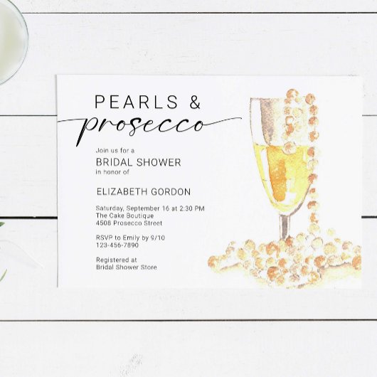 Parels en Prosecco Vrijgezellenfeest Custom Minima Kaart