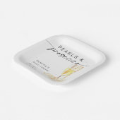 Parels en Prosecco Vrijgezellenfeest Custom Minima Papieren Bordje (Gebogen)