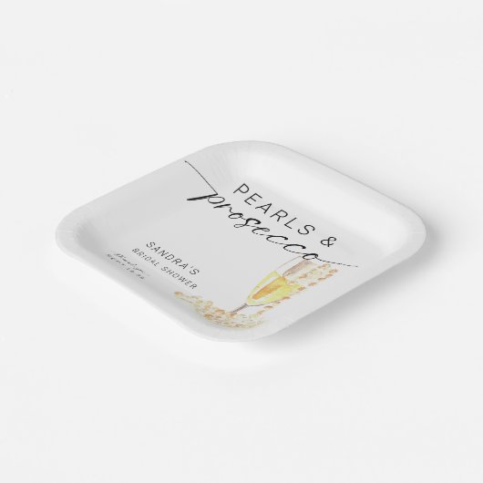 Parels en Prosecco Vrijgezellenfeest Custom Minima Papieren Bordje (Gebogen)