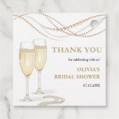 Parels en Prosecco Vrijgezellenfeest Dank u Bedankjes Labels (Achterkant)