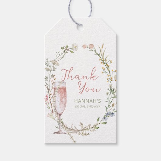 Parels en Prosecco Vrijgezellenfeest Dank u Cadeaulabel (Voorkant)