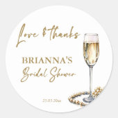 Parels en prosecco vrijgezellenfeest dank u gunst ronde sticker (Voorkant)