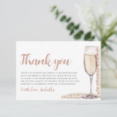 Parels en Prosecco Vrijgezellenfeest Dank u Kaart (Staand voorkant)