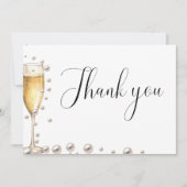Parels en Prosecco Vrijgezellenfeest Dank u kaart (Voorkant)