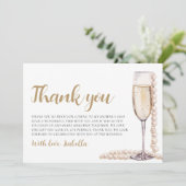 Parels en Prosecco Vrijgezellenfeest Dank u Kaart (Staand voorkant)